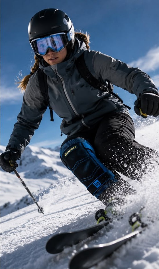 A skier in action, Kinetexx built for sport and performance